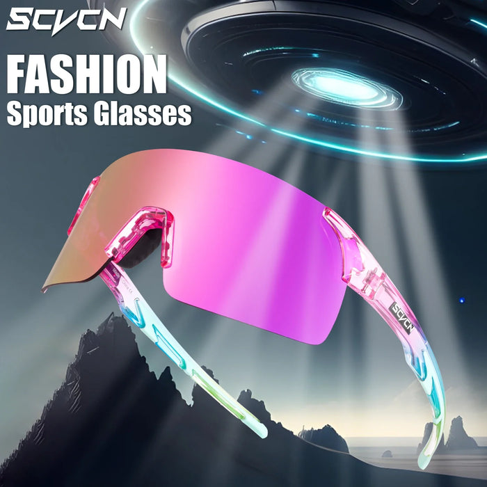 SCVCN New HD Cycling Sunglasses Sports Running Glasses Men's Women Mountain Bicycle Glasses Outdoor UV400 Bike Eyewear