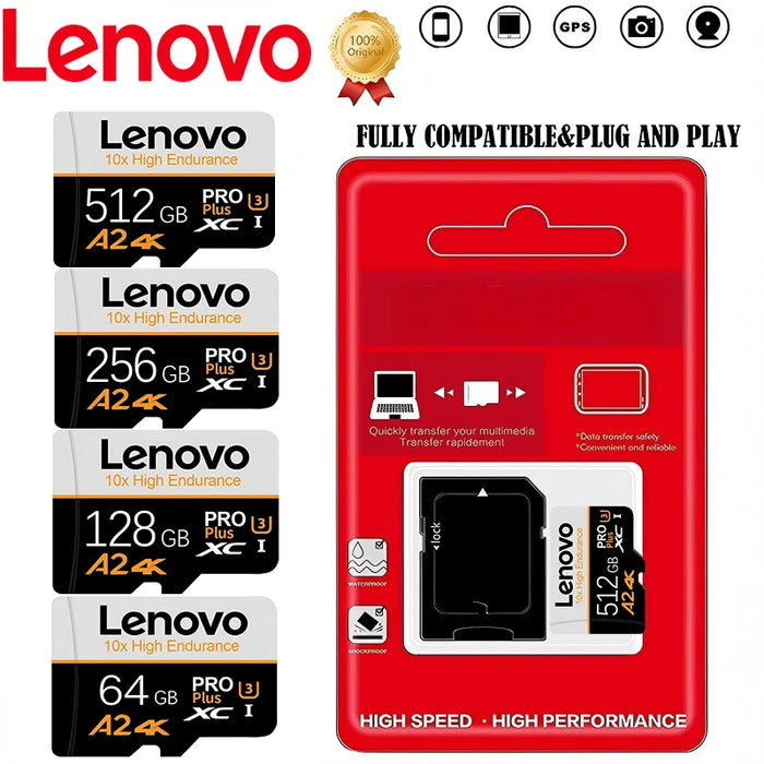 Lenovo Durable SD Cards Memory Card TF Cards Micro TF SD 512GB 256GB 128GB Magnet Proof UHS-I for Dashcam / PC / Mac / Android