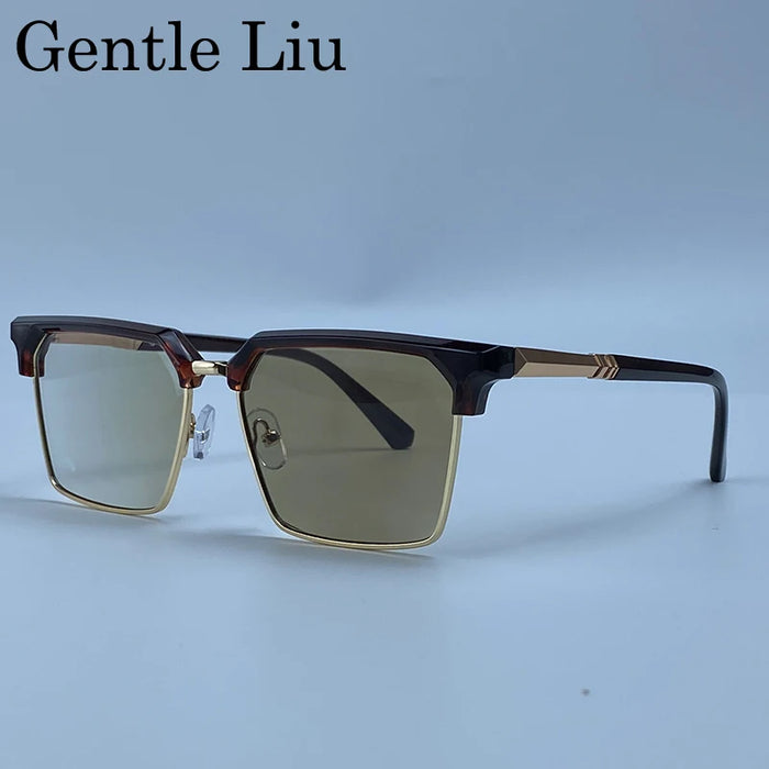 2026 Lunettes de Soleil Carrées de Luxe Designer Homme Classique Vintage Monture Métal Noir Or Lunettes de Soleil Steampunk Conduite