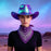 Juego de sombrero de vaquero que brilla con alambre EL, pañuelo cuadrado, luz de neón, sombrero para mujeres y hombres, fiesta de Halloween, disfraz de cosplay
