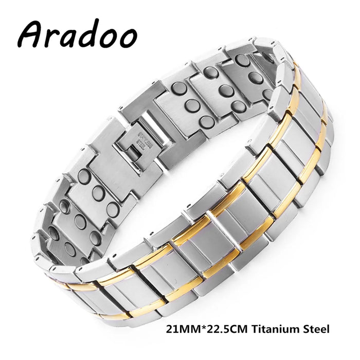 ARADOO Vintage Pure Copper Cross Men's Bracelet Magnetic Therapy Bracelet