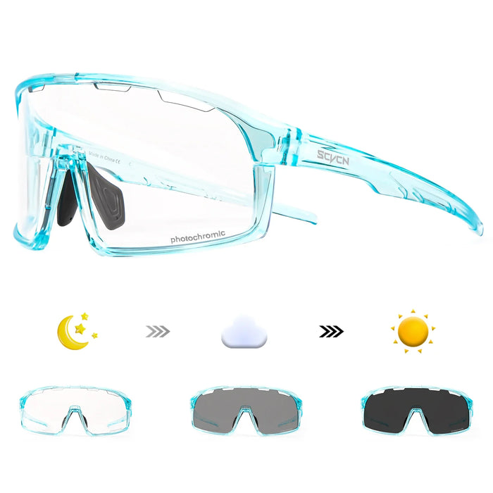 SCVCN Men Outdoor Sports Glasses Photochromic Sunglasses Bicycle Cycling Glasses Women Driving Bike Eyewear UV400 Hiking Goggles