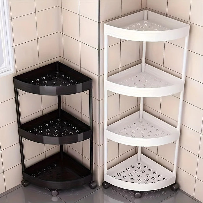 Modern 4 Tier Folding Corner Shelf Assembly Required Multifunction Storage Rack for Bathroom Kitchen Cosmetic Bath Product