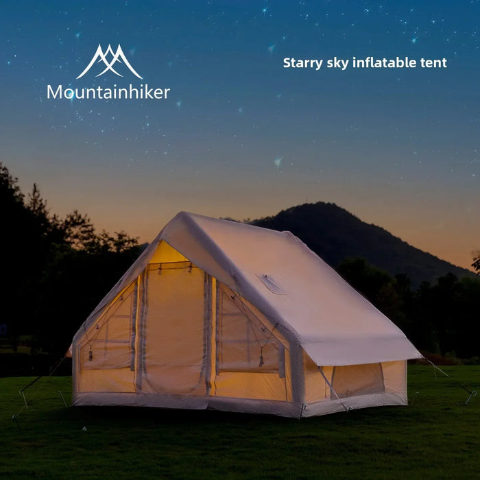 MOUNTAINHIKER 6.3㎡ Starry Sky Pattern Inflatable Tent Black Observation Skylight Quick Setup Outdoor Camping for 3/4 People Anti