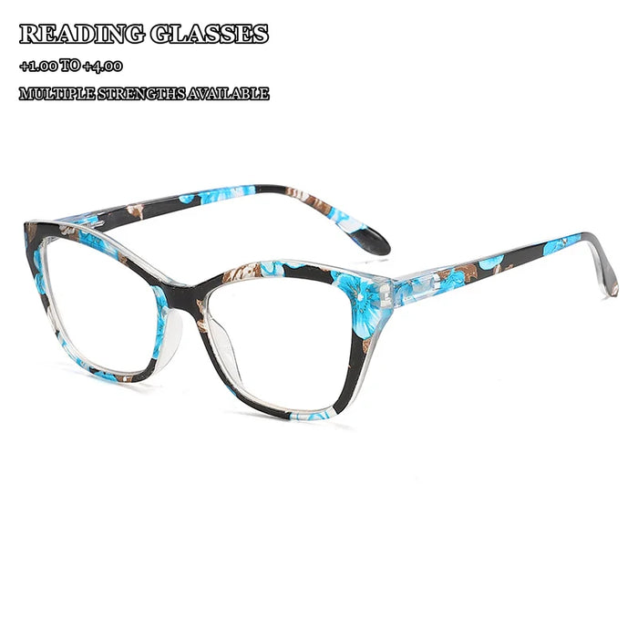 Lot de 3 lunettes de lecture œil-de-chat à fleurs pour femmes, ensemble de lunettes de presbytie tendance de couleurs dégradées et à motifs floraux mixtes