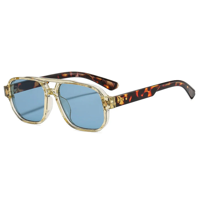 Ins New Retro Double Beam Square Women Sunglasses Luxury Brand Leopard Design Outdoor Versatile Trend Men SunGglasses UV400
