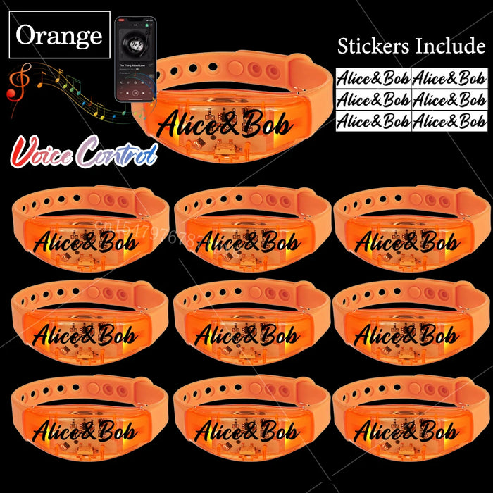 20-200 piezas Pulseras LED personalizables para bodas Pulsera de control de música y sonido Pulsera luminosa ajustable para bodas, cumpleaños, conciertos