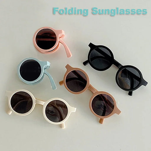 Lunettes de soleil pliables pour enfants, filles et garçons, lunettes de soleil rondes style "street beat", mignonnes lunettes pour bébé
