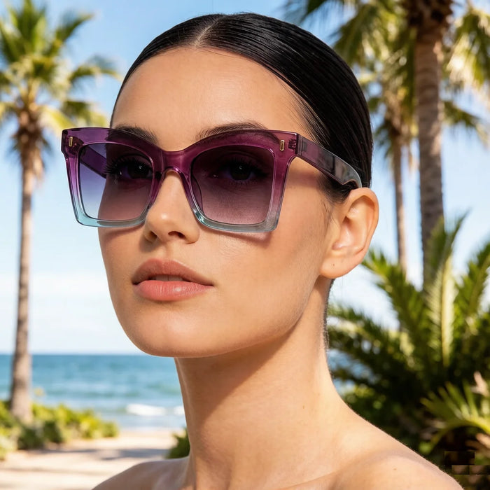 Ins Popular Square Sunglasses Women Men Vintage Rivets Punk Female GREEN Shades UV400 Fashion Male Sun Glasses