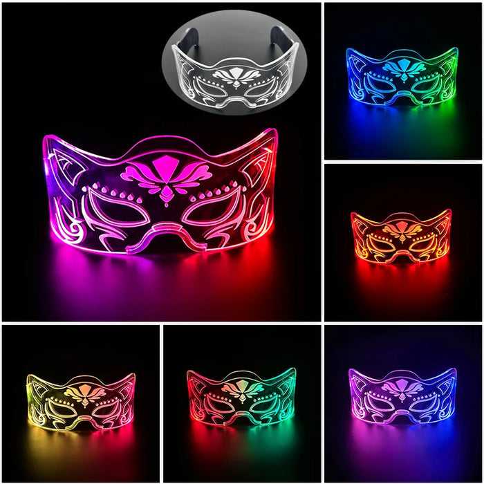 Cyberpunk LED Light Up Glasses Futuristic Luminous Unisex Eyewear Cool Glowing Glasses For Cosplay Bar Rave Club Halloween Party