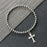 5mm Copper Beaded Bracelets With Alloy Cross Pendant Bangles Fashion Women Elastic Rope Wristbands Men Energy Yoga Jewelry Gifts
