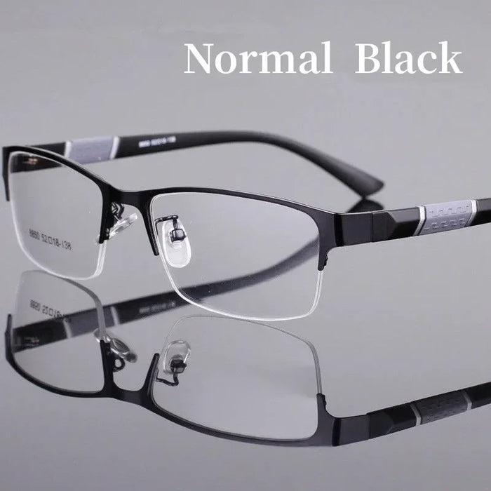 Business Men's Photochromic Myopia Glasses Unisex Half Frame Square Near Sight Eyeglasses Optical Prescription Minus Eyewear
