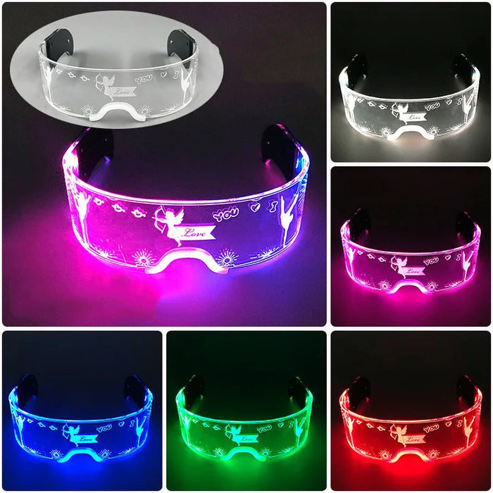 Cyberpunk LED Light Up Glasses Futuristic Luminous Unisex Eyewear Cool Glowing Glasses For Cosplay Bar Rave Club Halloween Party