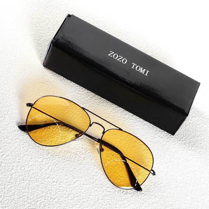 ZOZOTOMI Bifocal Reading Glasses Sunglasses Men Women Pilot Metal Frame Dual Focus Presbyopic Spectacles Coating Lens UV400