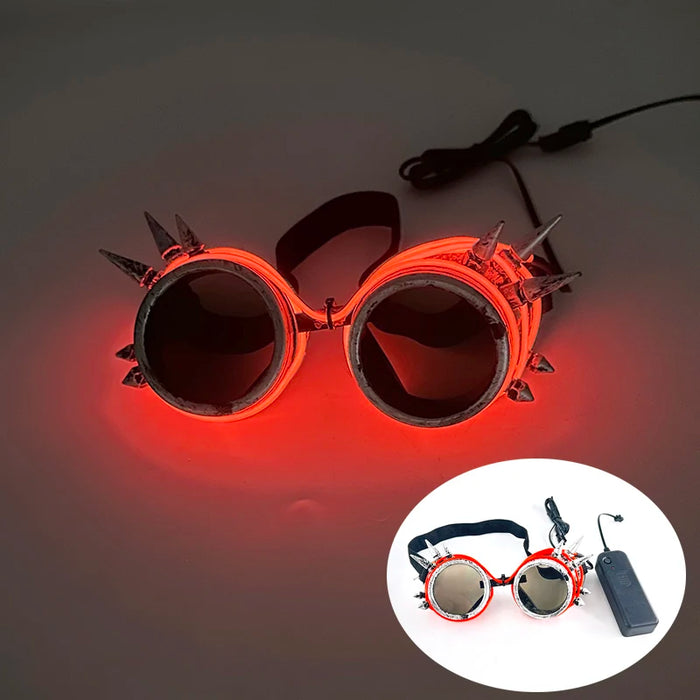 Lunettes lumineuses pour artistes de boîte de nuit Lunettes LED Fête Danse Rave Noël 6V LED Lunettes de soldat futuristes Lumières néon