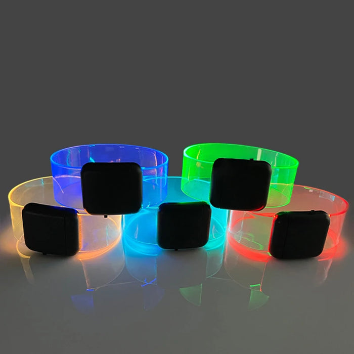Upgrade 20/100/1000pcs Luminous Bracelet LED Sound Control Bracelets Wristbands Outdoor Sports Armband Glow Halloween Party