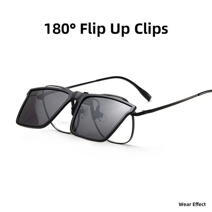 Gafas de sol VIVIBEE cuadradas con clip abatible, polarizadas, espejo azul, para conducir, lentes grises UV400 fotocromáticas, clips de visión nocturna
