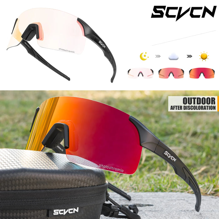 SCVCN New Photochromic Sunglasses Man MTB Climbing Glasses Outdoor Sports Bike Cycling Glasses Women Driving Bicycle Goggles
