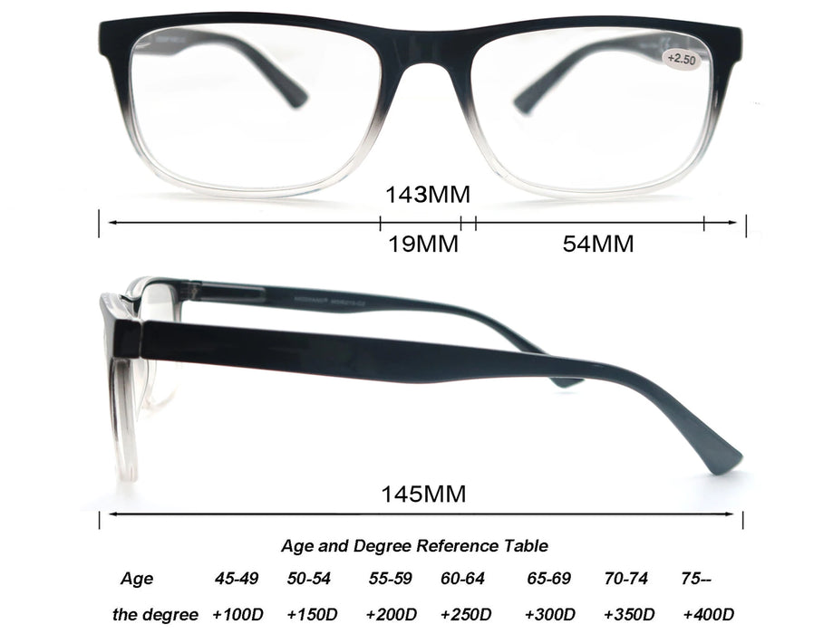 Oversized Reading Glasses Men Big Head Readers Women XL Eyeglasses Wide Square Large Read Glasses With Spring Hinge Clear Vision