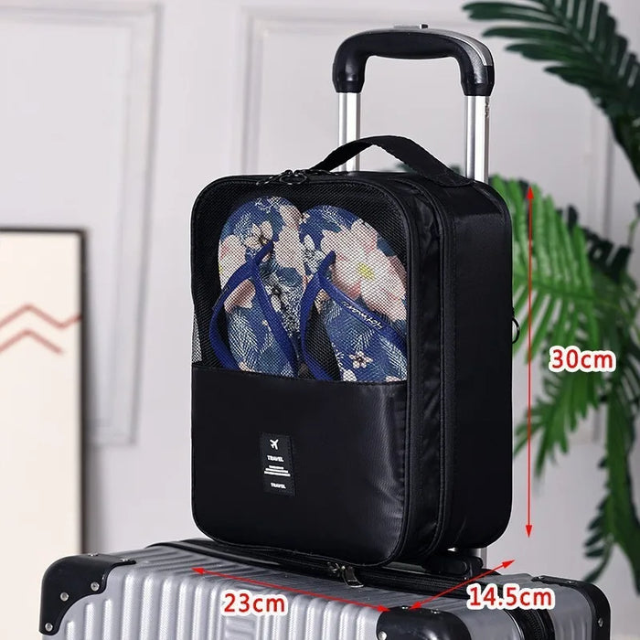 Bolsa de almacenamiento para zapatos de viaje, bolsa lavada diagonal transpirable de malla para varios pares de zapatos, caja portátil para viajes de negocios