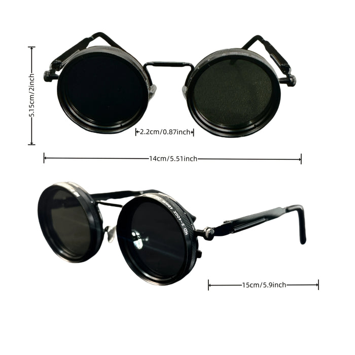 Lunettes de mode rétro steampunk rotatives pour hommes - Luminosité réglable, convient pour les fêtes et les tenues décontractées - Style bohème Gl