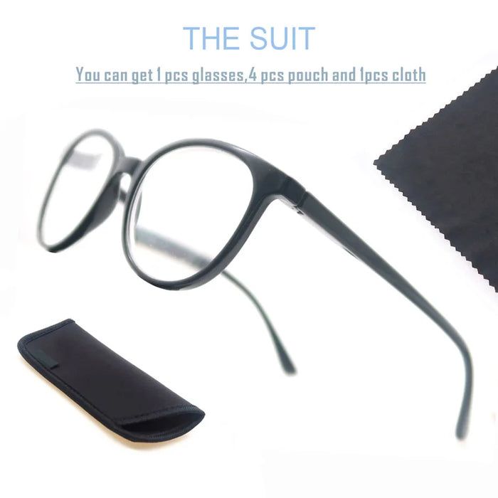 Round Reading Glasses Women Readers Eyeglasses Classic Frame Flexble Plastic Spring Hinge Lightweight Wear with Diopter +1.0~4.0