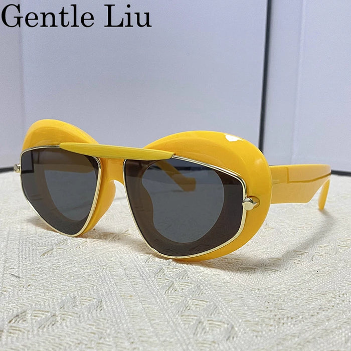 Sexy Cat Eye Punk Sunglasses Women 2026 Luxury Brand New Y2k Sports Double Frame Sun Glasses For Men Shield Eyewear Shades UV400