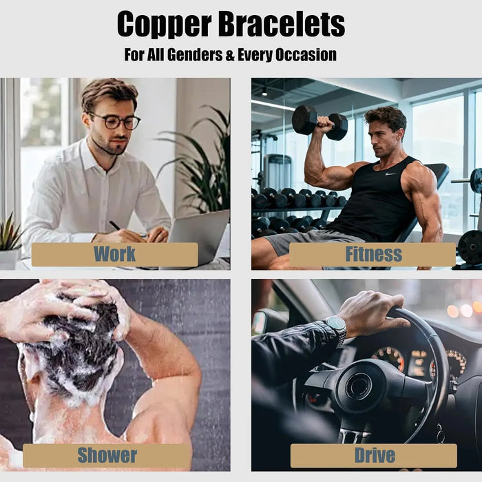 Pure Copper Bracelets for Women Men Waterproof Healing Cuff Bracelets Adjustable Chunky Healing Copper Bangle Jewelry Gifts