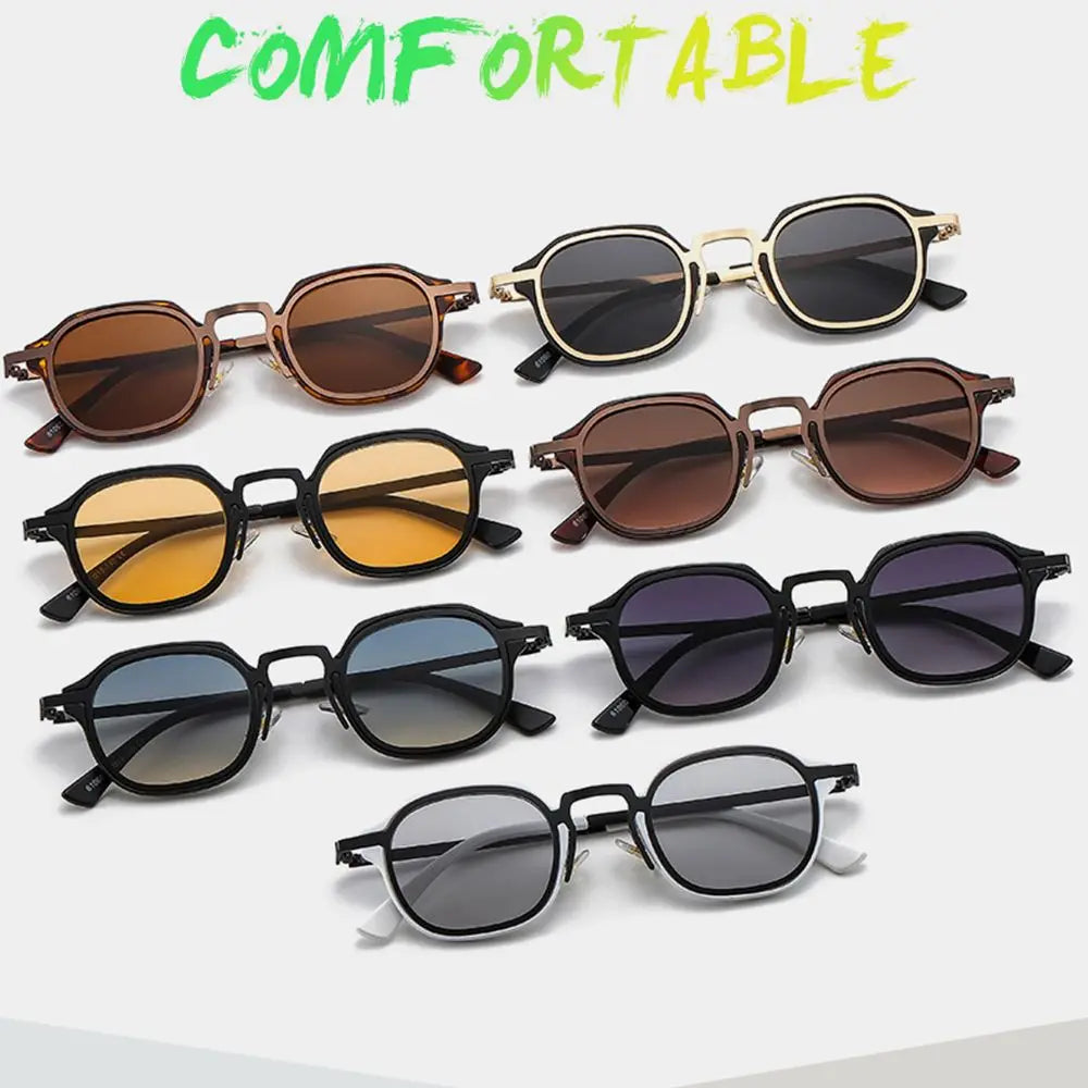 Fashion Small Square Sunglasses for Women Men Retro Tea Brown Punk Shades Vintage Trendy Driving Sun Glasses
