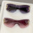 2 gafas Y2K integradas sin montura, diseño de doble corazón, versátiles para fotografía callejera diaria/viajes de mujer