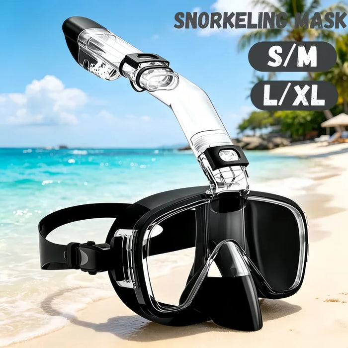 Snorkel and Diving Mask Foldable Anti-Fog Diving Mask Set with Full Dry Top System Adults Diving Goggles Diving Camera Support