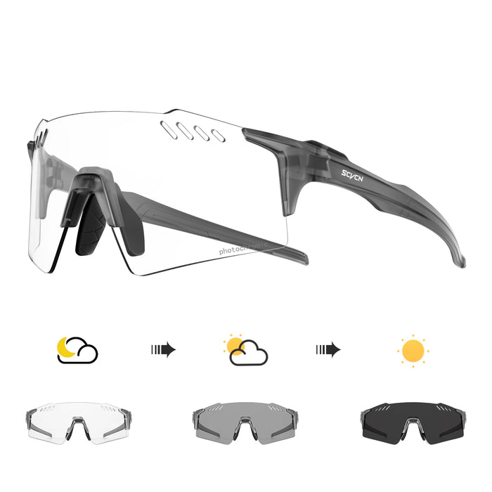 SCVCN Photochromic Cycling Glasses Outdoor Running Eyewaer Fashion Sports Bicycle Sunglasses MTB Road Bike Glasses