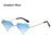 Triangle Diamond Shaped Sunglasses for Women Men Vintage Clear Ocean Gradient Glasses Rimless Polygon Sun Glasses