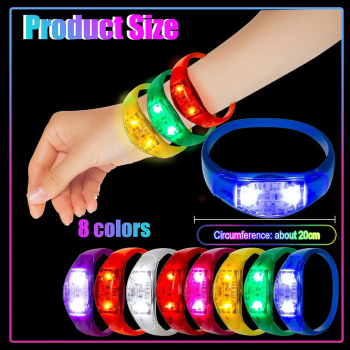 Pulseras LED que brillan de 10 a 300 piezas, pulsera luminosa que se ilumina con control de sonido para Nochevieja, conciertos con control de música