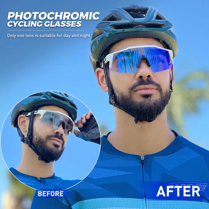 KAPVOE Photochromic Cycling Sunglasses Women Outdoor Sports Running UV400 Eyewear for Men Cycl Glasses Mountain Bicycle Goggles