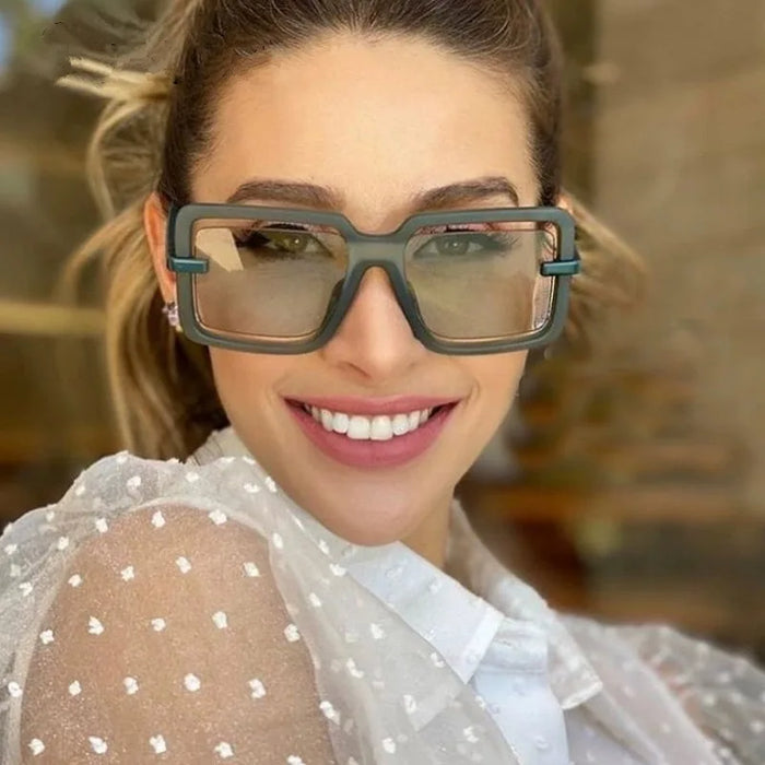New Oversized Square Sunglasses Women Hollowed-out Boundless Vintage Designer Sun Glasses Shades UV400 Men Luxury Male Female