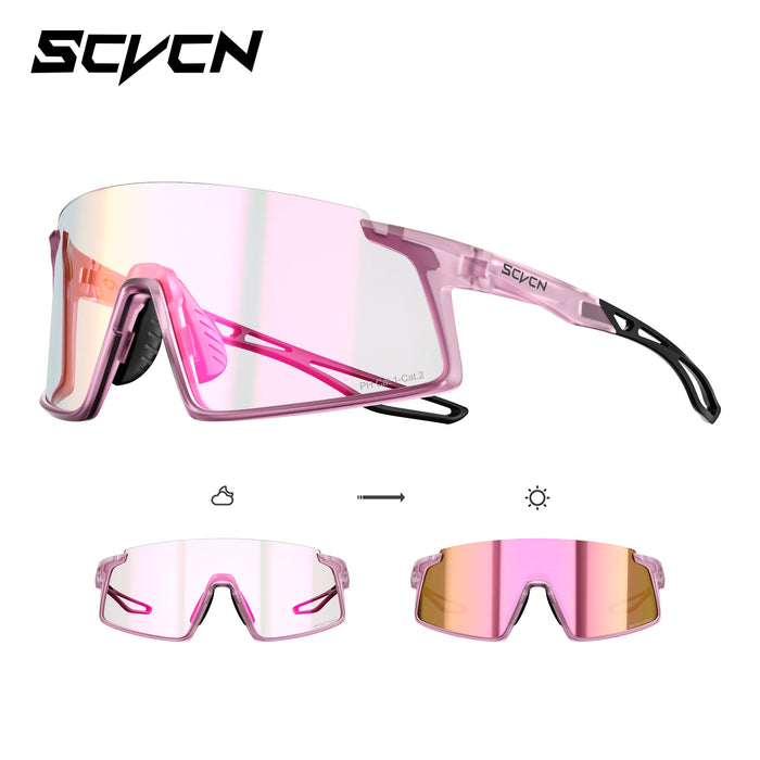 SCVCN Men Women Outdoor Sports Photochromic Running Casual Goggles MTB Bike Glasses UV400 Hiking Eyewear Cycling Sunglasses