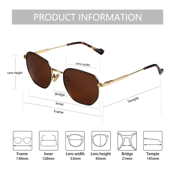 ZENOTTIC Lunettes de Soleil Rétro Hexagonales Polarisées pour Hommes Femmes-Monture Métallique Vintage Protection UV Tendance Mode