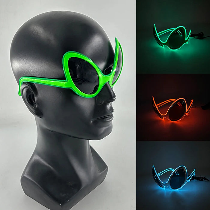 Halloween Funny Sunglasses Personalized Eyewear Alien Style Glasses Luminous Neon Glasses For Rave Festival Club Party Props