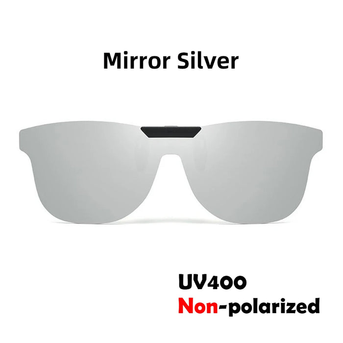 VIVIBEE Square Non Polarized Flip Up Clip On Sunglasses Dark Anti Glare Lens UV400 See Digital Screen Car Driving Sun Glasses