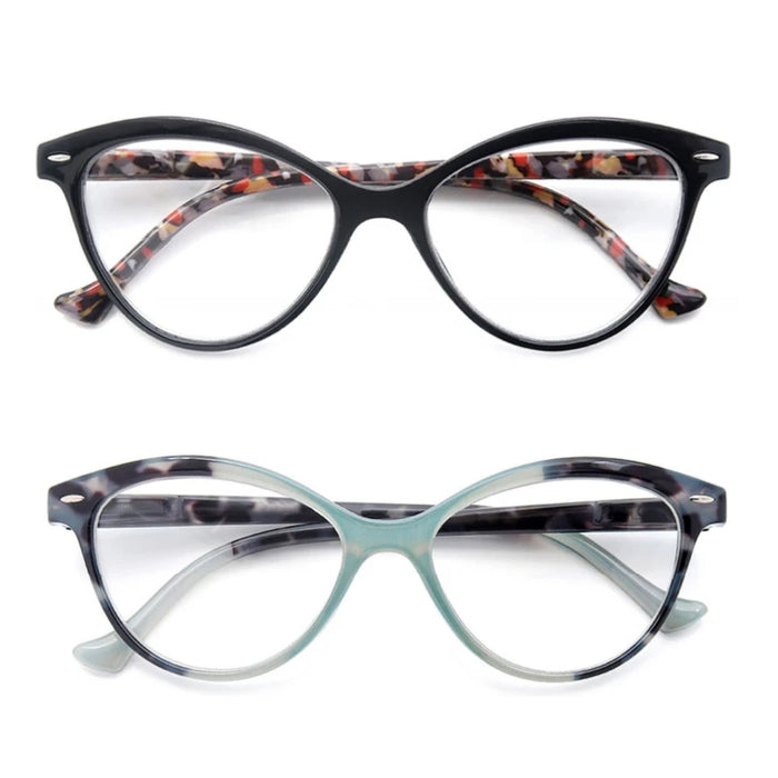 MODFANS Gafas de lectura de ojo de gato para mujer, con bisagra de resorte, ligeras, para presbicia, con dioptrías de +0.5 a +4.0