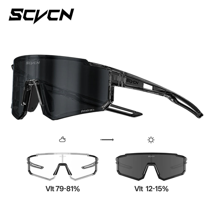 SCVCN New Photochromic Night Riding Glasses Outdoor Sport UV400 Travel Camping Sunglasses Men Women MTB Bike Cycling Glasses
