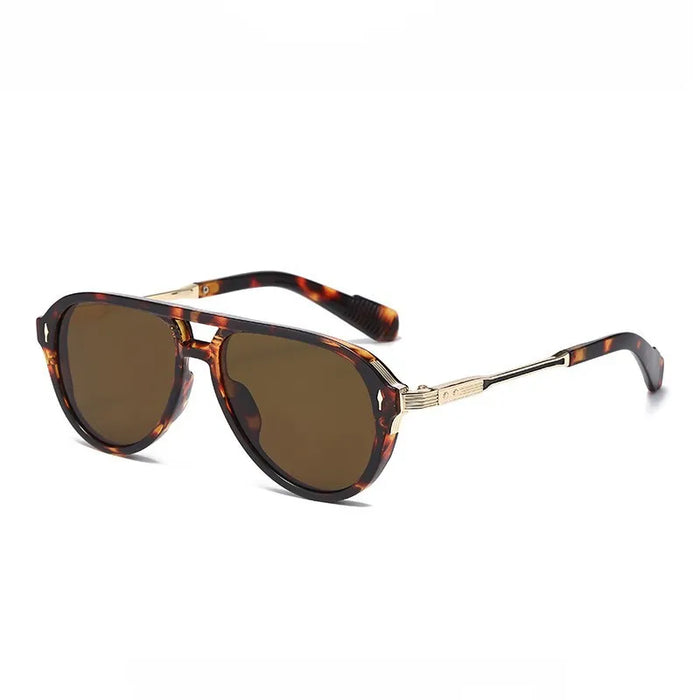 Retro Double Bridges Pilot Women Luxury Sunglasses Fashion Rivets Men Shades UV400 Trending Outdoor Sports Sun Glasses