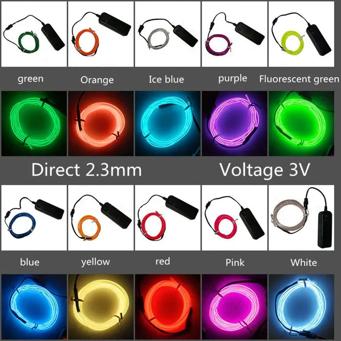 Flexible Neon Light Glow EL Wire Rope Cable LED Lights For Christmas Dance Rave Decoration DIY Shoes Clothing USB LED Strip Lamp