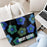 Fashion M-Mary Quant Storage Bags 2-Piece Canvas Tote Bag Set with Zipper Pouch Large Capacity Shopping Travel Bag