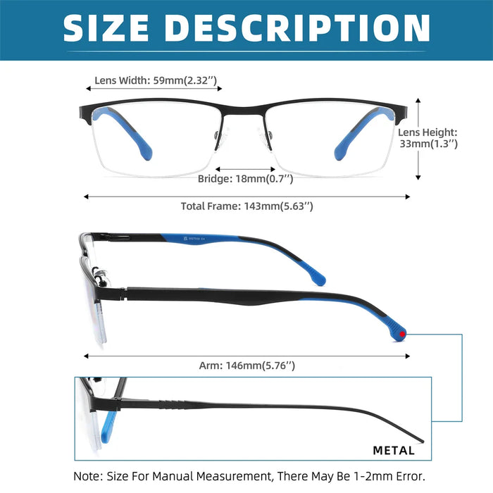 2025 NUEVAS Gafas de lectura con bloqueo de luz azul para hombre y mujer, montura de metal, lupa, lentes para presbicia, gafas +0.75~3.0