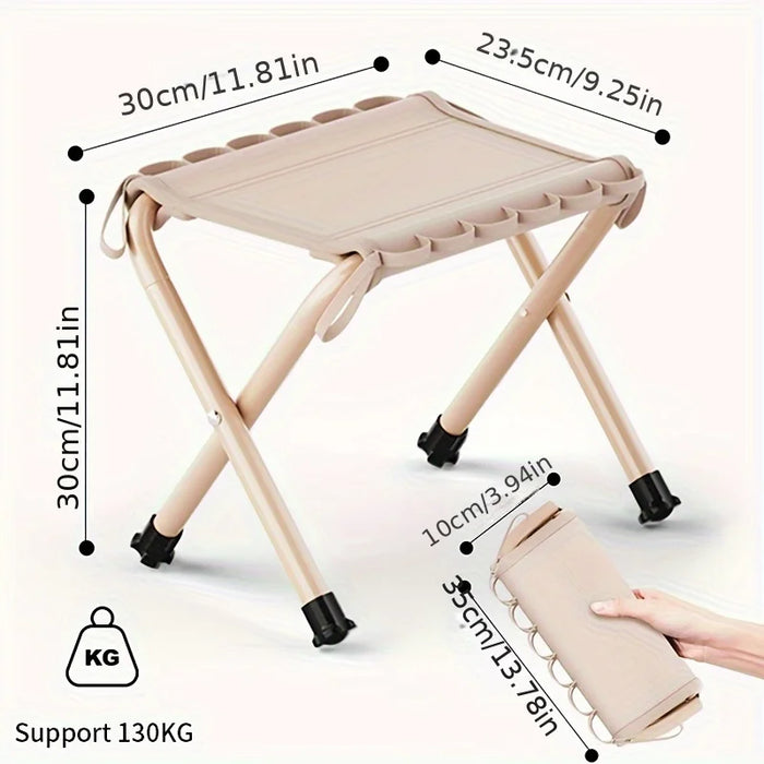 Capacidad de carga 130 kg, taburete plegable colgante, taburete portátil para acampada al aire libre, silla plegable, doble propósito para pesca y pícnic