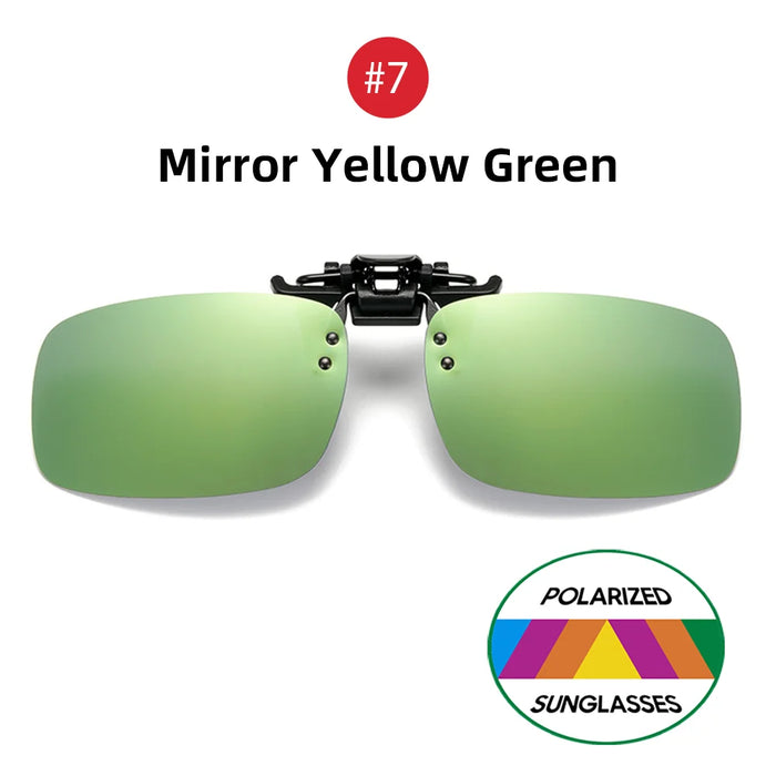 VIVIBEE Classic Flip Up Clip on Sunglasses Fishing Men Square Polarized Lens Night Vision Driving UV400 Women Glasses