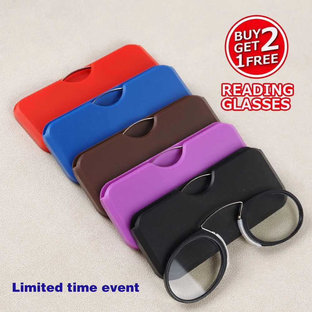 3PCS Set Men Women Round Nose Clip Reading Glasses Legless Ultra Thin Portable Clear Lens Durable Luxury Brand Designers Eyewear