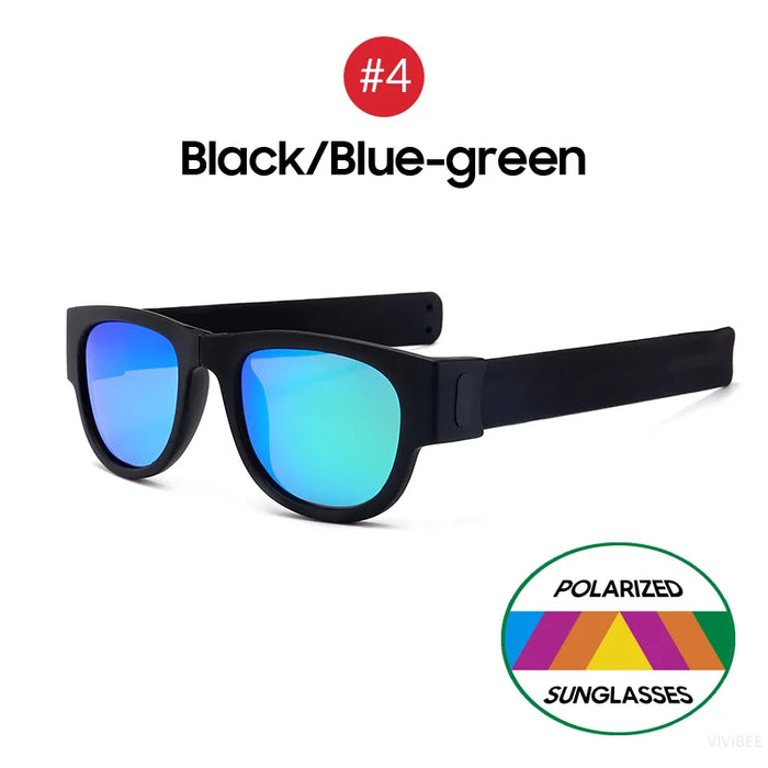VIVIBEE Novelty Mirror Men Polarized Folding Sunglasses New Arrival Slap Sport Foldable Wristband Shades 2026 Trend Product
